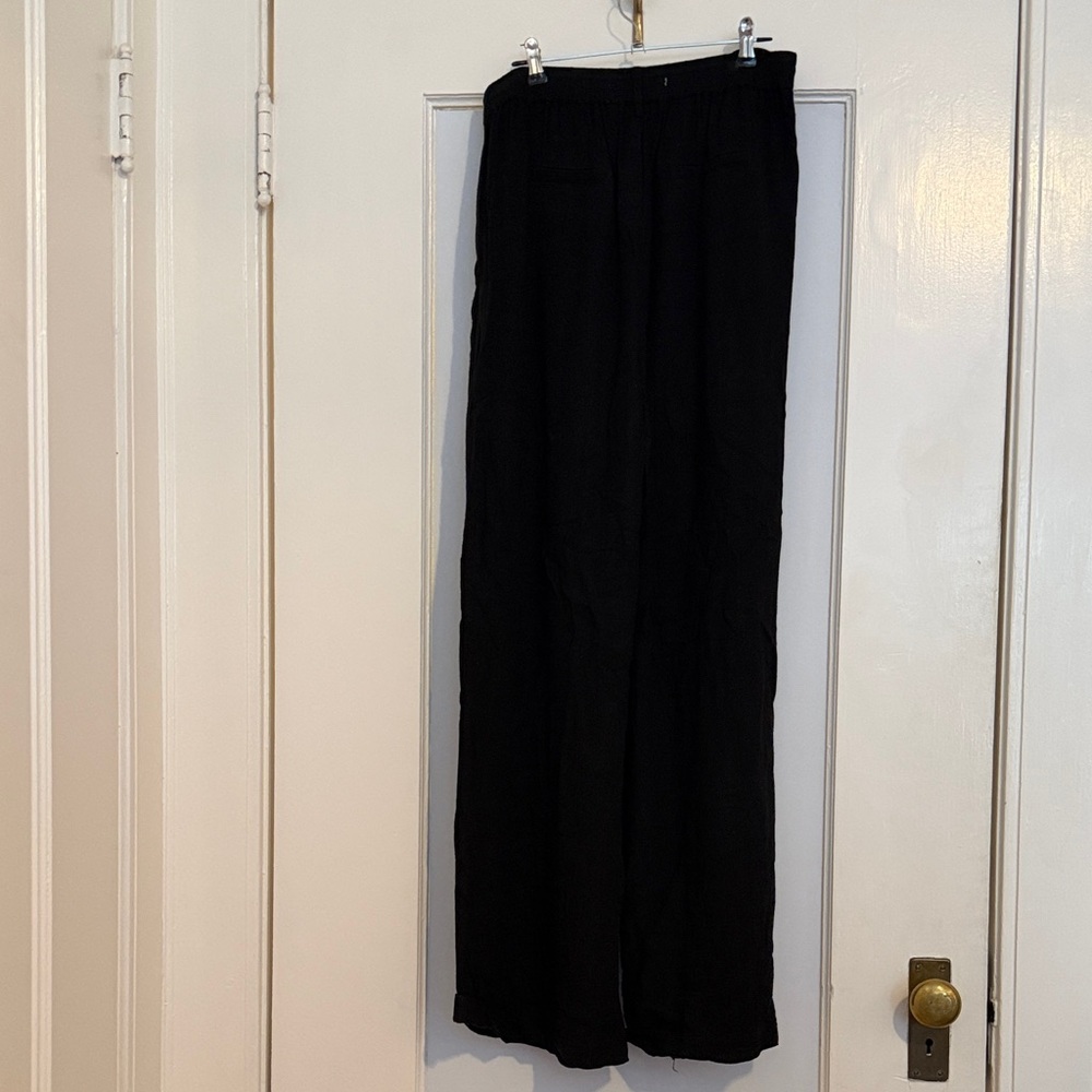ODA Black Linen Black Wide Leg Pants - Picture 2 of 4